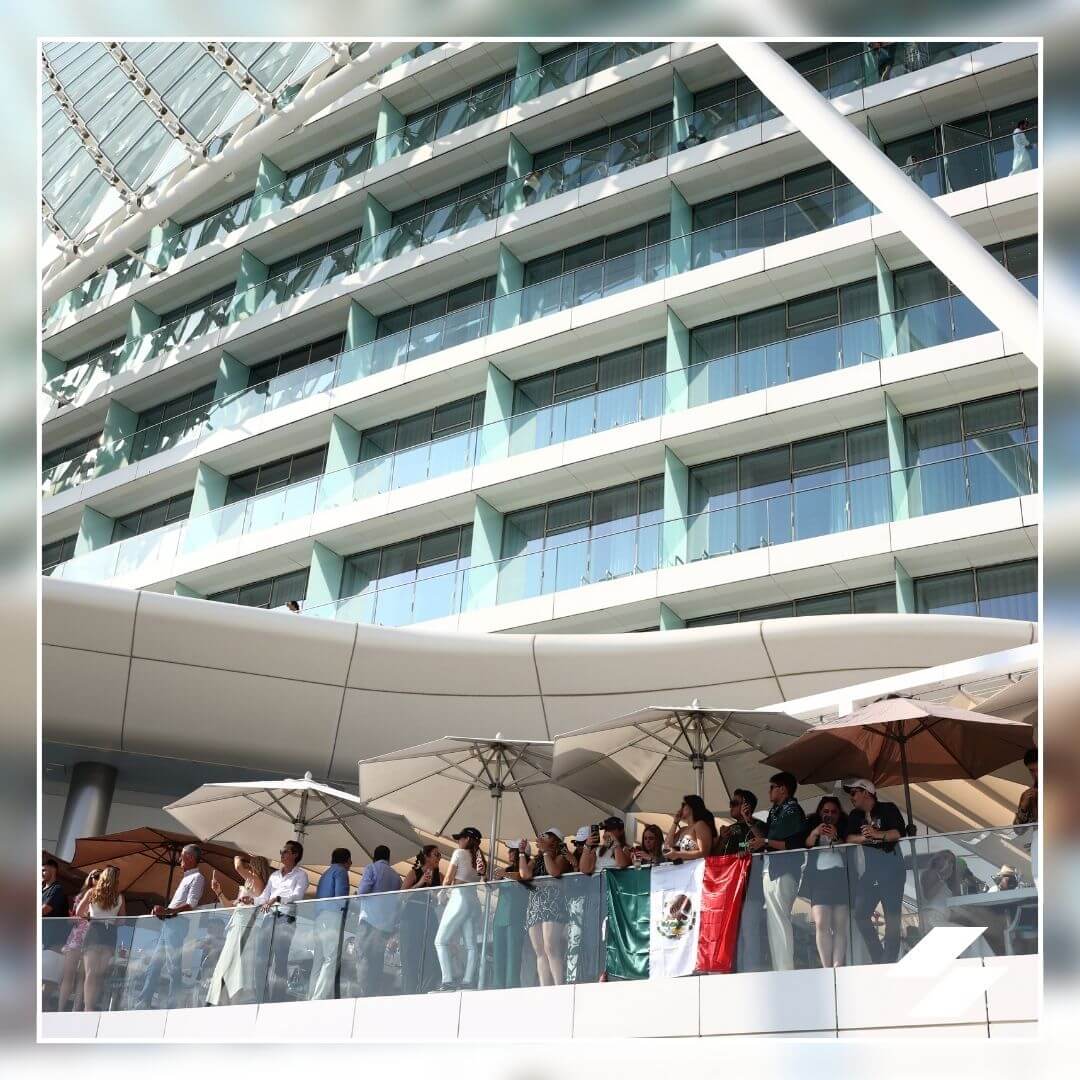 Abu Dhabi Grand Prix spectators watch from the terrace of the W Yas hotel