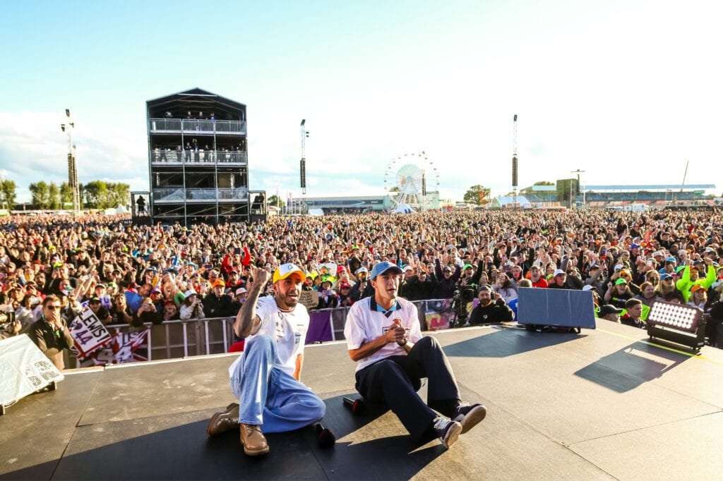 Lewis Hamilton and George Russell at Silverstone. 