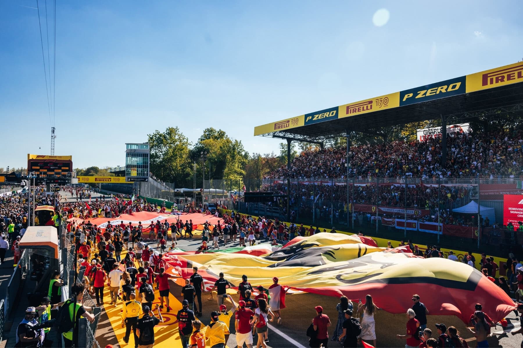 Ferrari fans on the grid at the italian Grand Prix.