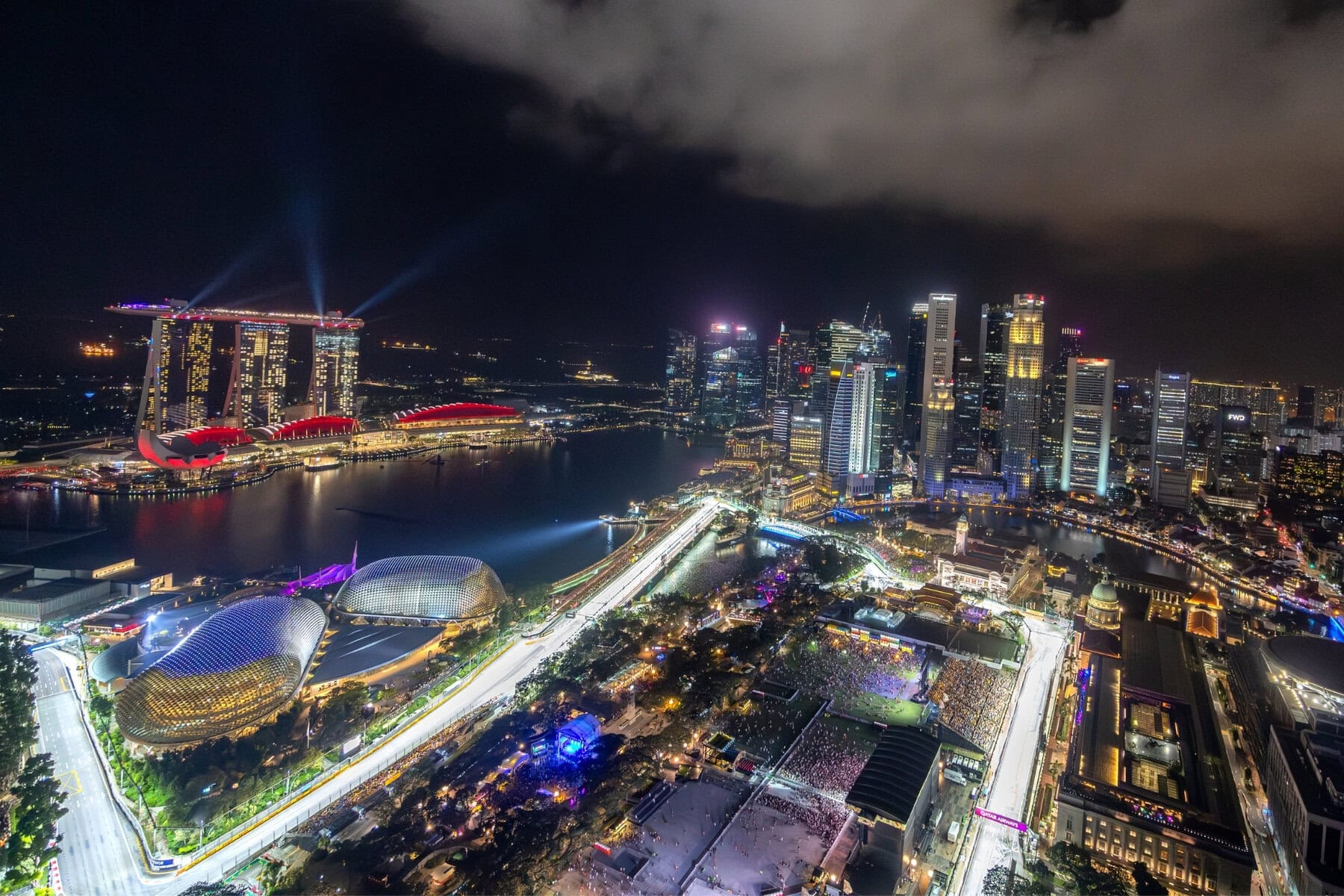 Aerial view of the Singapore Grand Prix circuit.