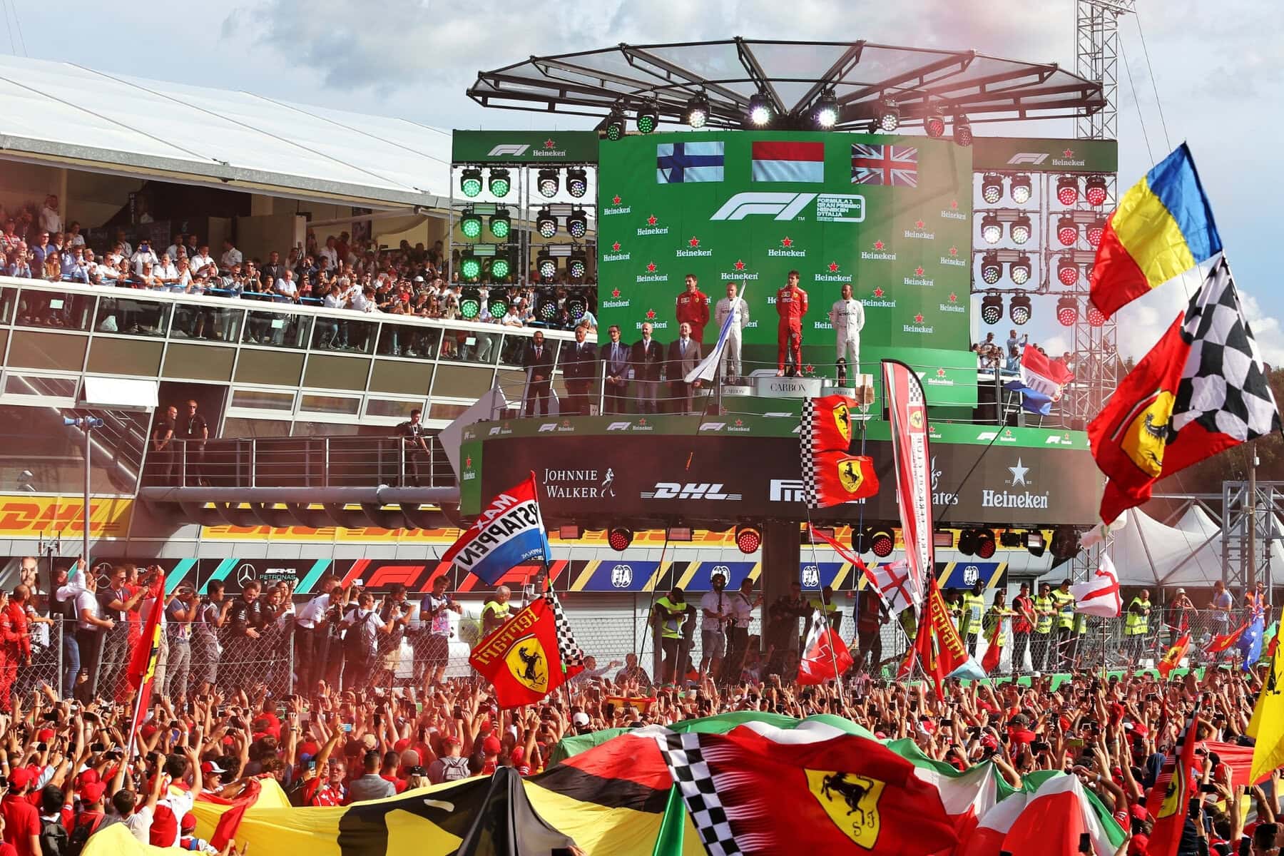 podium celebrations at the Italian Grand Prix
