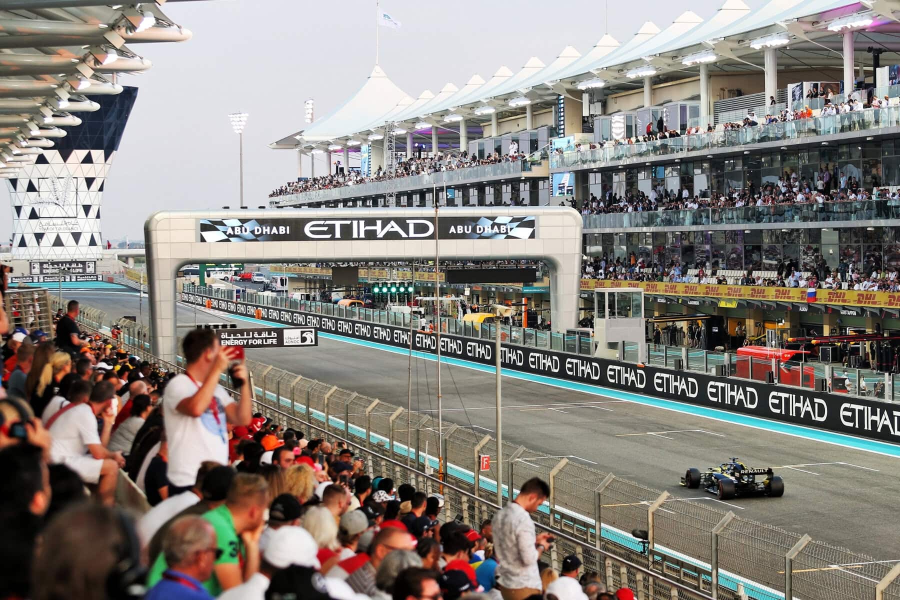 Main grandstand at the Yas Marina circuit