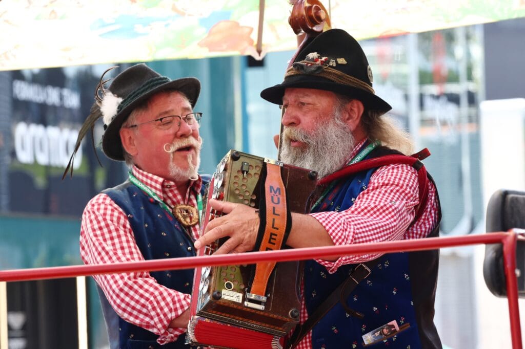Singers entertaining the crowds at the Austrian Grand Prix.