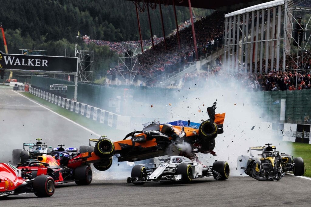 Fernando Alonso’s McLaren was launched over Charles Leclerc’s Sauber
