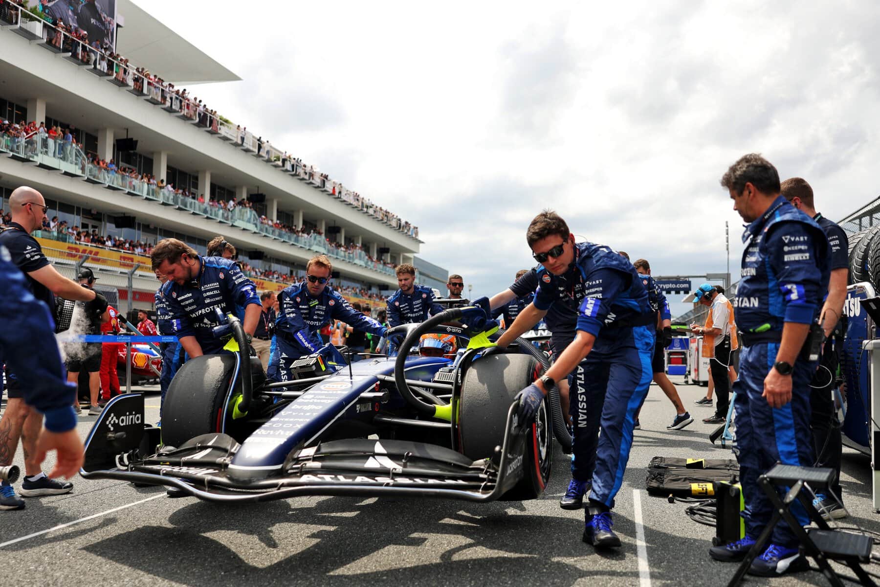 Cars on the grid at the Miami Grand Prix.