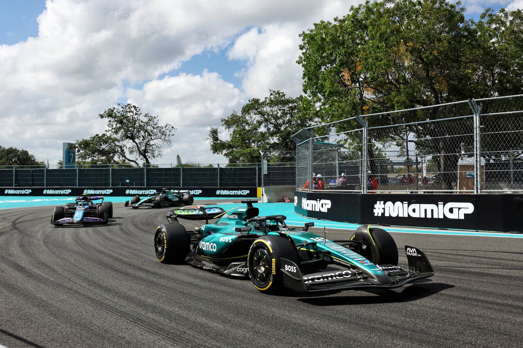 Aston Martin car at the Miami Grand Prix.