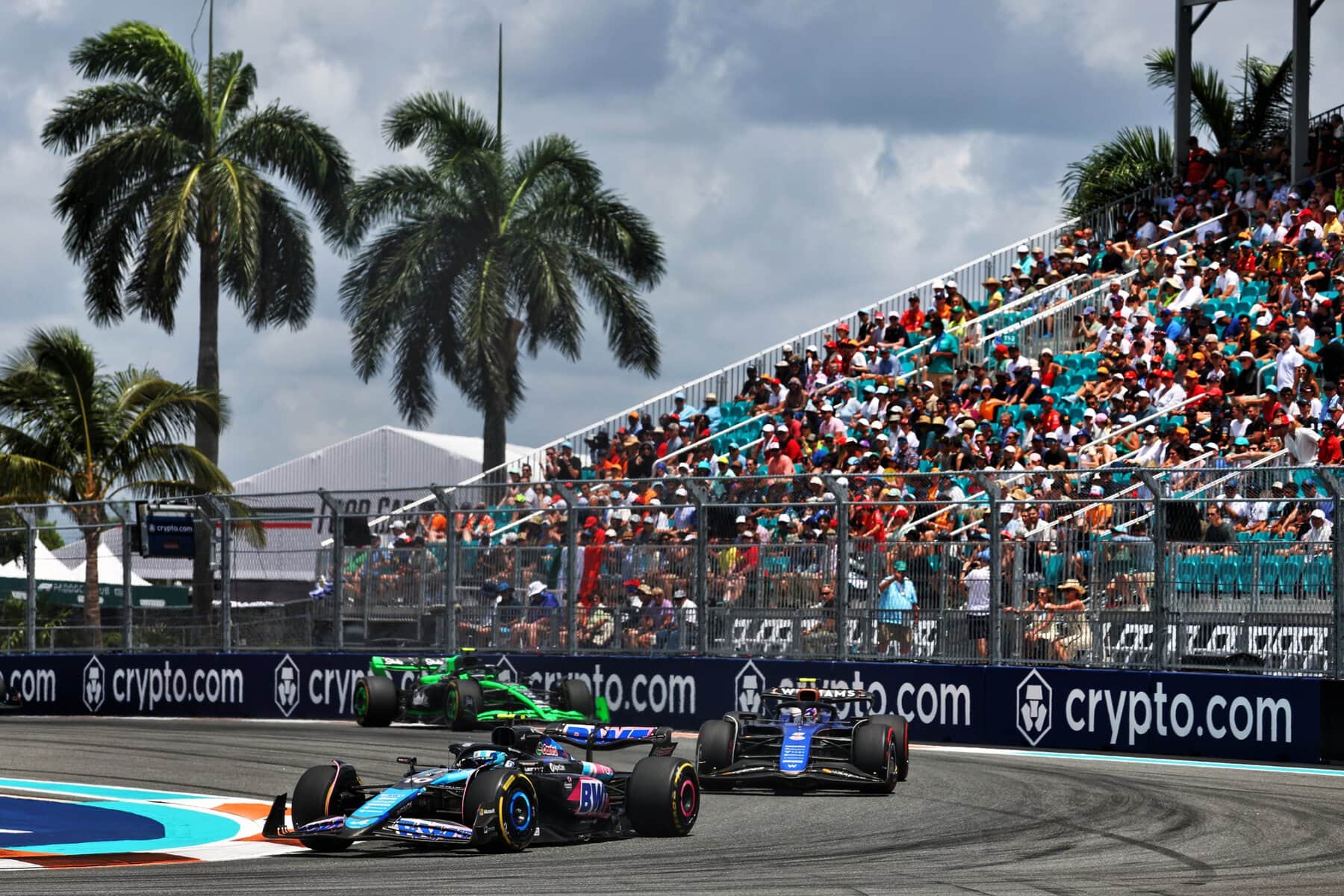 Fans watch from the grandstands at the Miami Grand Prix.