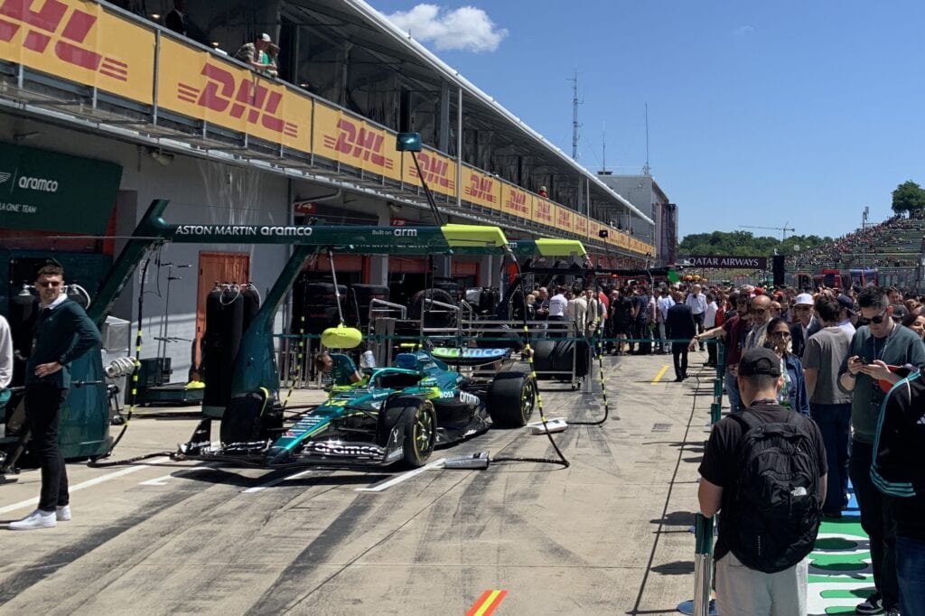 A chance to walk the pit lane and see the F1 garages up close