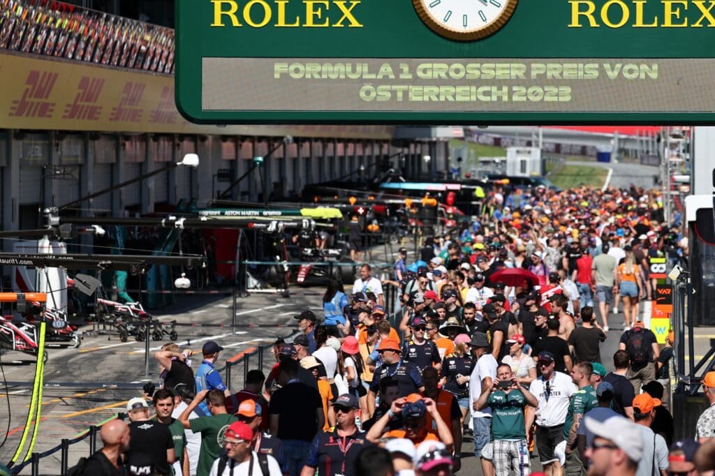 Fans on the pit lane walk