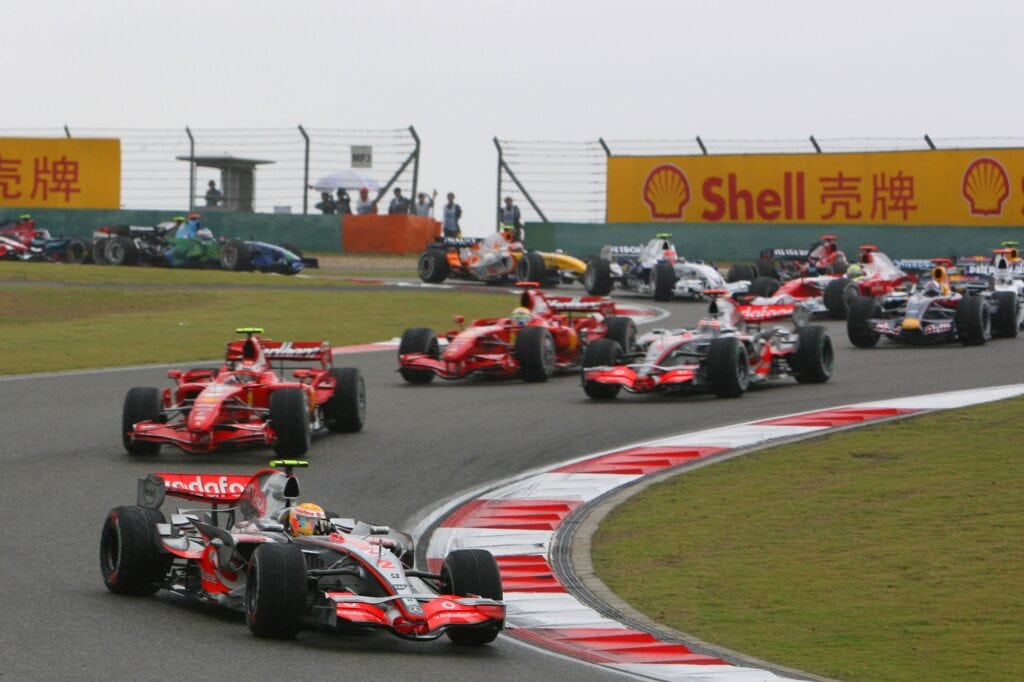 Lewis Hamilton racing at the Chinese Grand Prix 